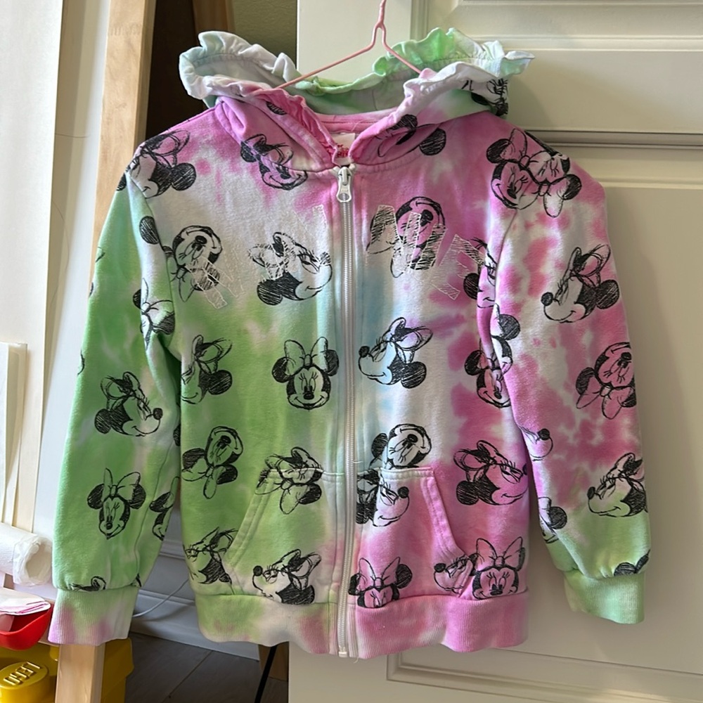 Disney store junior Minnie rainbow cute hoodie jacket girls size 7